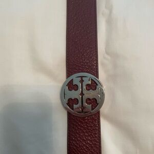Tory Burch Reversible Belt-Burgundy/Ivory